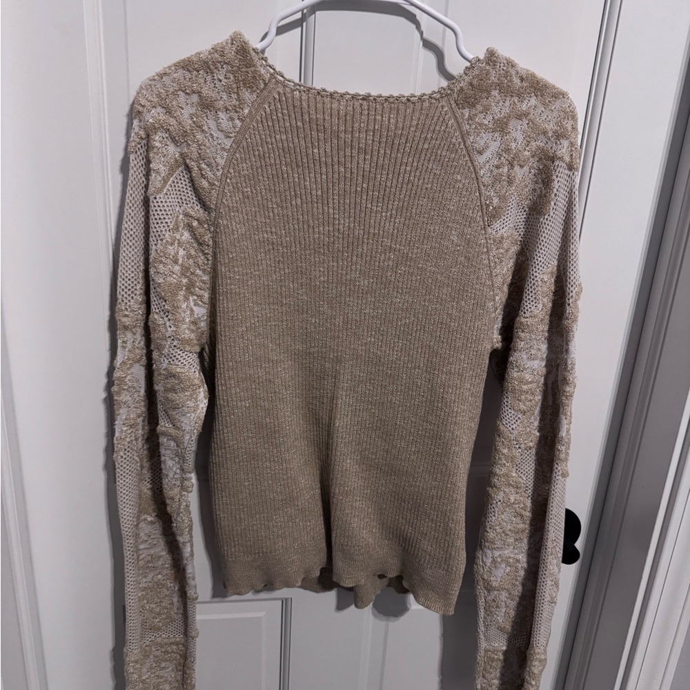 Anthropology lace sleeve sweater